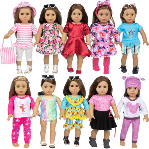 Bddoll 23 Pcs 18 Inch Girl Doll Clothes And Accessories For 18 Inch Doll Dress With Our Generation Dolls Including 10 Complete S