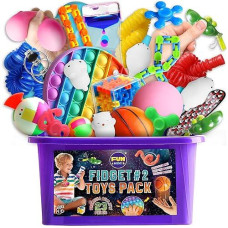 Fidget Pack Box for Boys Girls 10-12, FunKidz Fidget Toys for Kids Adults Autistic Children Sensory Toys in Gift Mystery Storage Portable Fidget Box