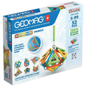 Geomag Magnetic Toys Supecolor Tiles 52-Piece Building Set For Kids Ages 5-99 | Swiss-Made Stem & Steam Authenticated Educational Toy Made From 100% Recycled Plastic | Creative Learning Play