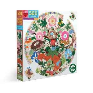 Eeboo Piece And Love Woodland Creatures 500 Piece Round Jigsaw Puzzle Includes A Full Color Insert For Reference Glossy Stur