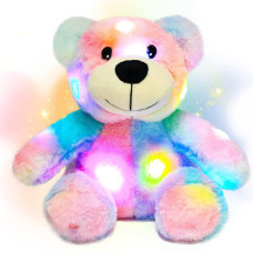 Hopearl Led Plush Teddy Bear Colorful Light Up Stuffed Animal Floppy Night Lights Glow In The Dark Valentines Day Birthday Mothe