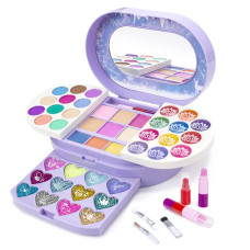 Tomons Kids Washable Makeup Kit Fold Out Makeup Palette With Mirror Make Up Toy Gifts For Girls Safety Tested Non Toxic