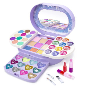 Tomons Kids Washable Makeup Kit Fold Out Makeup Palette With Mirror Make Up Toy Gifts For Girls Safety Tested Non Toxic