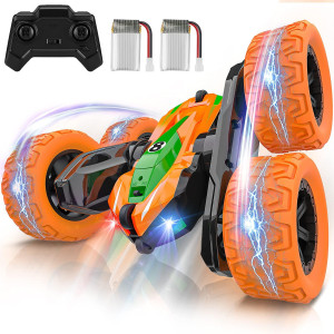 Bluejay Remote Control Car For Boys Rc Cars Stunt Car Kids Toy 360 Flips Double Sided Rotating 4Wd 24Ghz Sharp Dualcolor H