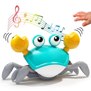 Deejoy Green Crawling Crab Toys With Light Up Interactive Musical Toy With Automatically Avoid Obstacles Usb Rechargeable Fun