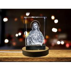 3D Crystal Jesus Figurine Statue With Led Light Small 3 X 2 X 2 Inches