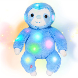 Hopearl Led Plush Three Toed Sloth Light Up Stuffed Animal Sloth Floppy Night Lights Glow In The Dark Birthday Festival For Kids