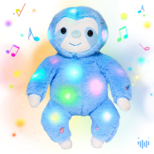 Hopearl Led Musical Plush Sloth Light Up Stuffed Animal Three Toed Sloth Floppy Night Lights Glow In The Dark Birthday Festival