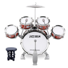 M Sanmersen Toddler Drum Kit Kids Toy Jazz Drum Set 5 Drums With Stool Mini Band Rock Set Musical Instruments Toy Birthday Gift