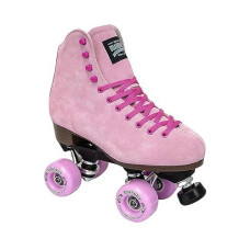 Sure-grip Boardwalk Unisex Outdoor Roller Skates Material of Leather, Rubber, Suede & Aluminum Trucks comfortable, Extra Long Laces - Suitable for Beginners (Teaberry, Mens 7 Womens 8)
