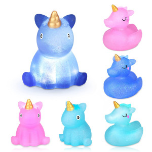 Light Up Unicorn Floating Bathtub Toys Animal Flashing Bath Toy Unicorn Glitter Water Toy For Kids Cake Decoration Bathroom Show