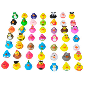 Kicko 2 Inches Assorted Rubber Ducks In Bulk 50 Pack Ducking Jeeps For Kids