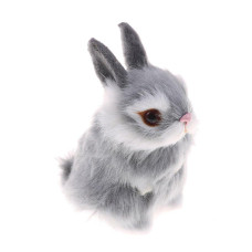 Gudves Mini Realistic Cute Plush Rabbits Fur Lifelike Animal Easter Bunny Simulation Toy Model Gift Miniatures Decorations Rabb