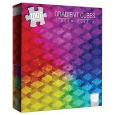 The Op Games Gradient Cubes 1000 Piece Jigsaw Puzzle Vivid Colorful Cubic Design Puzzle Featuring Rainbow Colors Hues Pu