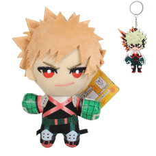 Linkom Anime Stuffed Toy Figure Cute Cartoon Boku No Hero Plush Toy Doll With Keychains9Inches Bakugou Katsuki