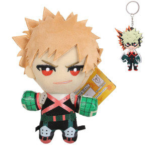 Linkom Anime Stuffed Toy Figure Cute Cartoon Boku No Hero Plush Toy Doll With Keychains9Inches Bakugou Katsuki