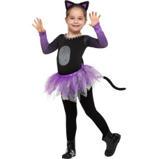 Spooktacular Creations Halloween Child Girl Purple Black Tutu Cat Skirt Costume For Party 3T 34 Yr