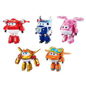 Super Wings 5 Transforming Toys 5Pack Supercharged Jett Supercharged Paul Supercharged Dizzy Golden Boy Sunny Airplane T