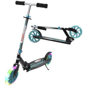 Chromewheels Kick Scooter Deluxe 8 Large 2 Light Up Wheels Wide Deck 5 Adjustable Height With Kickstand Foldable Scooters Bes