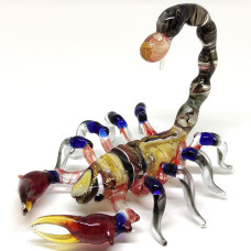 Sansukjai Scorpion Miniature Figurines Animals Hand Painted Blown Glass Art Collectible Gift Decorate 4 Inches Multi