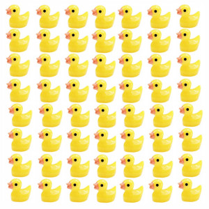 Kuanfine 60 Pcs Tiny Duck Figures Mini Resin Duck Miniature Bead Slime Charms For Dollhouse Garden Landscape Aquarium Decoration