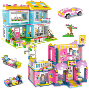 Friends House Toy Building Set 1655 Pcs Friendship House And Hair Salon Building Blocks Sets With Car Storage Box Creative R