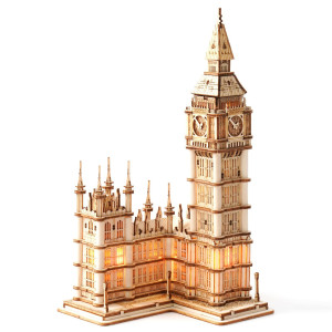 Robotime 3D Puzzle For Adults Wooden Craft Kits For Teens Diy Construction Model Kit With Led Light To Build Educational Big Ben