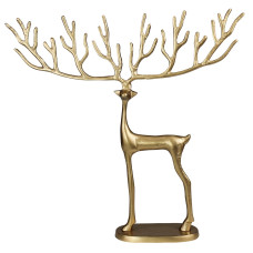 15 Inch Metal Standing Reindeer Accent Decor Big Antlers Small