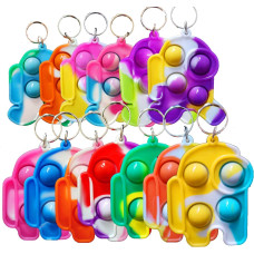 30 Packs Kids Christmas Party Favors And Classroom Students Gifts Push Fidget Bubble Fidget Sensory Bulk Mini Pop Keychain Boys