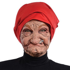 Old Woman Mask Halloween Horror Headgear Old Lady Face Cover Latex Head Wear For Halloween Party Cosplay Props