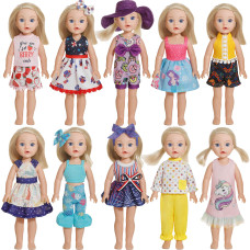 Windolls 145 Inch Doll Clothes For American Doll 10 Complete Sets 1415 Inch Doll Clothes Dresses Outfits Accessories Include