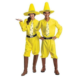Disguise Unisex Adults Man In The Yellow Hat Costume, Official Curious George And Hat, Adult Sized Costumes, As Shown, One Size Small Us