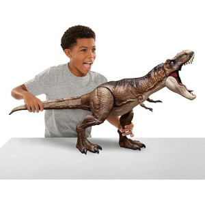 Mattel Jurassic World Super Colossal Tyrannosaurus Rex Action Figure Toy, T Rex Dinosaur 3-Ft+ Long With Eating Feature