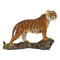 Ebros 725 Long Jungle Menace Orange Bengal Tiger Standing On Rock Statue Giant Cat Wild Animal Decorative Figurine