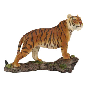 Ebros 725 Long Jungle Menace Orange Bengal Tiger Standing On Rock Statue Giant Cat Wild Animal Decorative Figurine