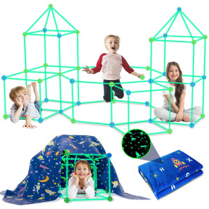 160Pcs Kids Fort Building Kit Glow In The Dark Build A Fort With Blanket Stem Educational Toys For 4 5 6 7 8 9 10 11 12 Years Bo