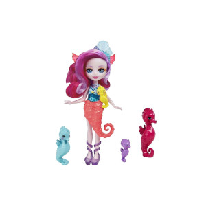 Enchantimals Family Toy Set Sedda Seahorse Doll 6In With 4 Seahorse Animal Figures Great Toy For 3 To 8 Year Old Kids