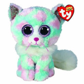Ty - Beanie Boo'S - Soft Toy Opal The Cat 15 Cm, Pink And Blue, Ty36376