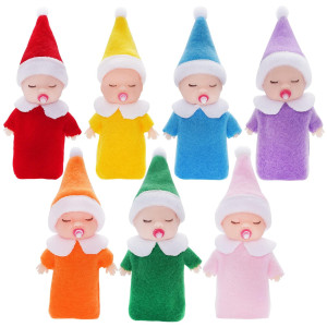 7Pcs Colorful Christmas Sucking Pacifier Baby Elf Doll Christmas Baby Boy Girl Little Elf Dolls Xmas Decorations Kids Toys