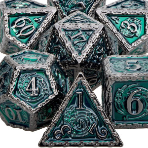 Dungeons And Dragons Dnd Music Dice Set With Gift Box Aruohha 7 Pcs Metal Polyhedral Dice Dd Dice Set For Mtg Pathfinder Warha