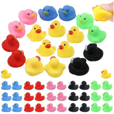 Gadiedie50 Pack Multicolor Mini Rubber Ducky Float Ducks Baby Bath Toy Great For Jeep Ducking Shower Birthday Party Carnival