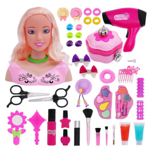 Konhaovf Doll Head For Hair Styling And Make Up For Little Girls Small Styling Head Doll With Hair Accessories For Girls Makeup