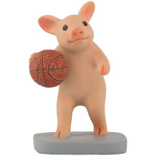 Keepkap Pig Statue Mini Pig Figurine Resin Home Decor Lucky Animal Garden Statue For Micro Landscape Pig Play Basketball