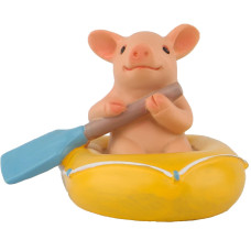 Keepkap Pig Statue Mini Pig Figurine Resin Home Decor Lucky Animal Garden Statue For Micro Landscape Pig Goes Kayaking