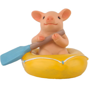 Keepkap Pig Statue Mini Pig Figurine Resin Home Decor Lucky Animal Garden Statue For Micro Landscape Pig Goes Kayaking