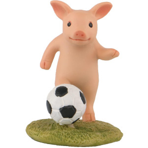 Keepkap Pig Statue Mini Pig Figurine Resin Home Decor Lucky Animal Garden Statue For Micro Landscape Pig Play Football