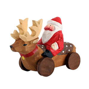 Weausup Handmade Wooden Carved Santa Claustable Decor Shelf Decorations Unique Representative Christmas Decorations