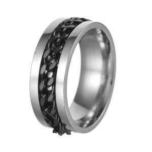 Udolfly Mens Fidget Rings Anxiety Rings For Men Womens Chain Spinner Rings For Adults Titanium Steel Ring Chain Black Size 10