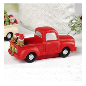 Blossom Bucket 20812793 Christmas Truck With Dogs Figurine 5Inch Length Red 225 X 5