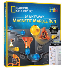 National Geographic Magnetic Marble Run 50Piece Stem Building Set For Kids Adults With Magnetic Track Trick Pieces Mar